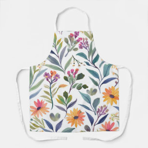 Colourful Wildflowers Beautiful Floral Watercolo Apron