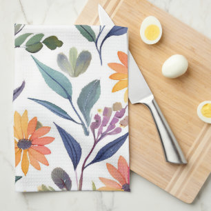 Colourful Wildflowers   Beautiful Floral Watercolo Tea Towel