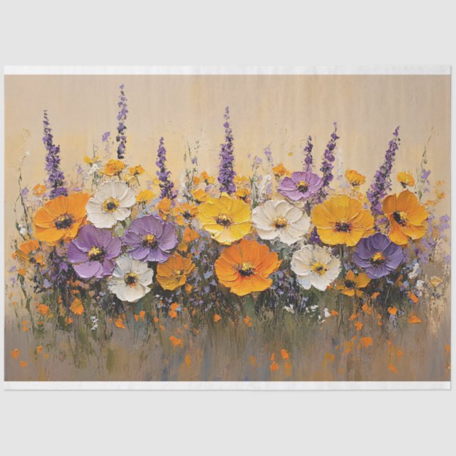 Colourful Wildflowers Bold Fine Art Decoupage Tissue Paper (Front)