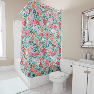 Colourful wildflowers botanical bold floral patter shower curtain