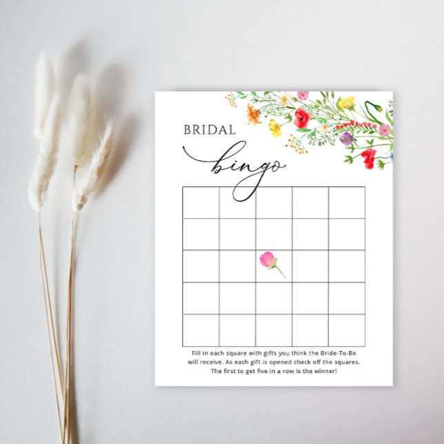 Colourful wildflowers bridal shower bingo game (Creator Uploaded)