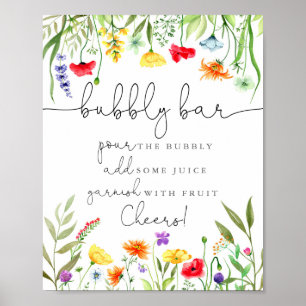 Colourful wildflowers Bubbly bar sign