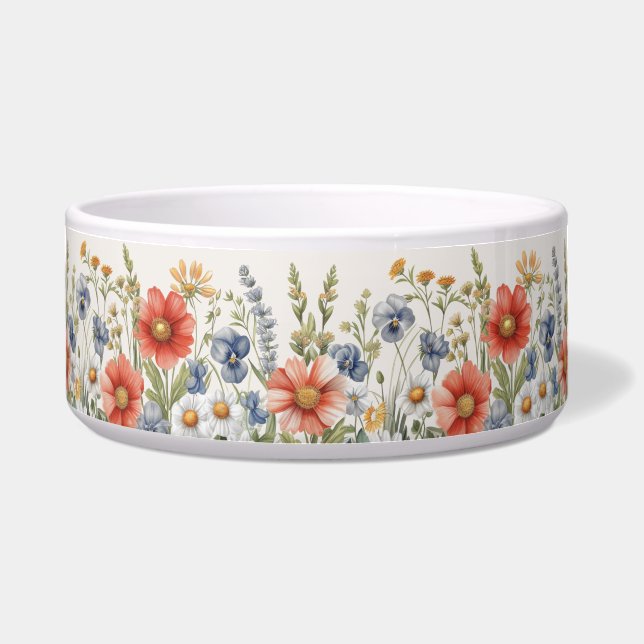Colourful Wildflowers Ceramic Pet Bowl (Front)