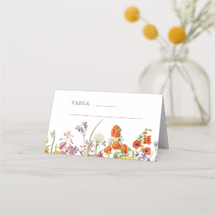 Colourful Wildflowers Country Wedding Place Card