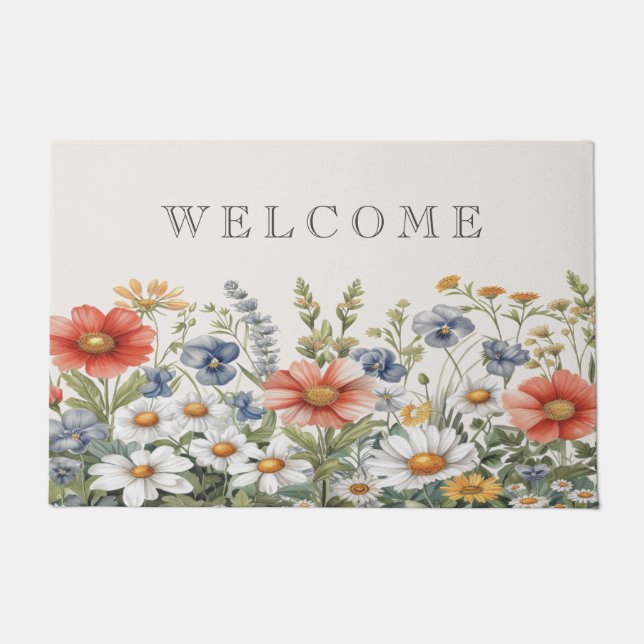 Colourful Wildflowers Doormat (Front)