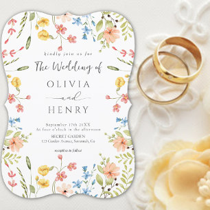 Colourful Wildflowers Elegant Garden Wedding Invitation