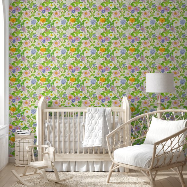 Colourful Wildflowers Floral Pattern  Wallpaper (Kids)