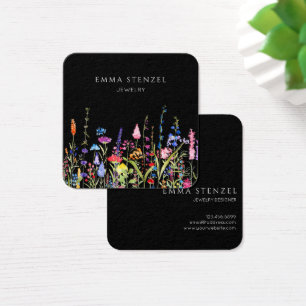 Colourful Wildflowers Floral Square Business Card