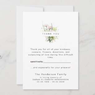 Colourful Wildflowers Funeral Thank You Card