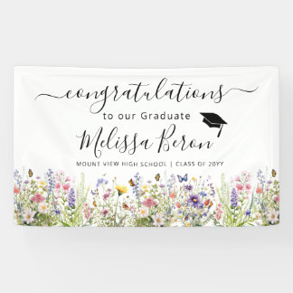 Colourful Wildflowers Graduation Banner