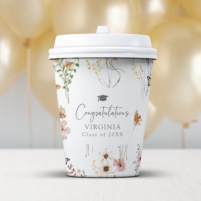 Colourful Wildflowers Graduation Paper Cups (Colorful Wildflowers Graduation Party Paper Cups
by Painted Paperie)