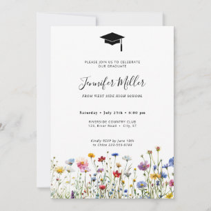 Colourful wildflowers Graduation Party Photo  Holiday Card
