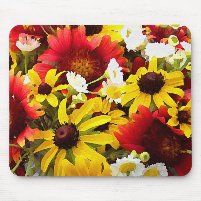 Colourful Wildflowers Impressionist Style Art Mouse Mat (Front)