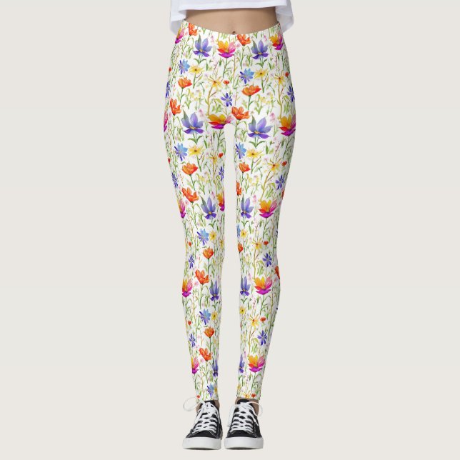 Colourful Wildflowers in a Field Leggings (Front)