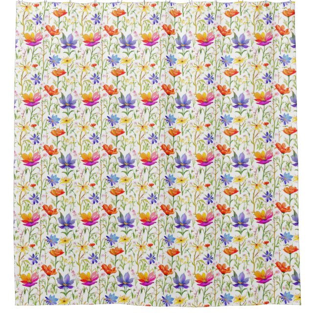 Colourful Wildflowers in a Field Shower Curtain (Front)