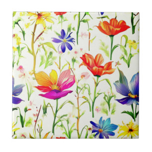 Colourful Wildflowers in a Field Tile