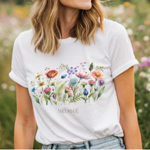 Colourful Wildflowers Monogram T-Shirt