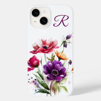 Colourful Wildflowers Monogrammed Case-Mate iPhone 14 Case
