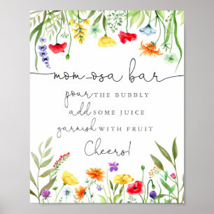 Colourful wildflowers Mum-osa mimosa bar sign