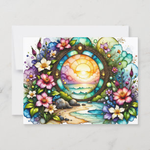 Colourful Wildflowers Ocean Portal Postcard