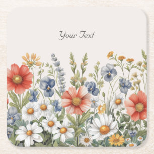 Colourful Wildflowers Paper Coaster