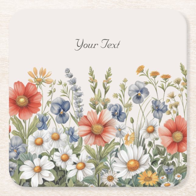 Colourful Wildflowers Paper Coaster (Front)