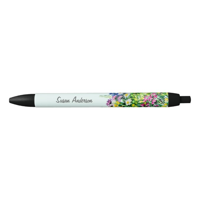 Colourful wildflowers pencil black ink pen (Front)