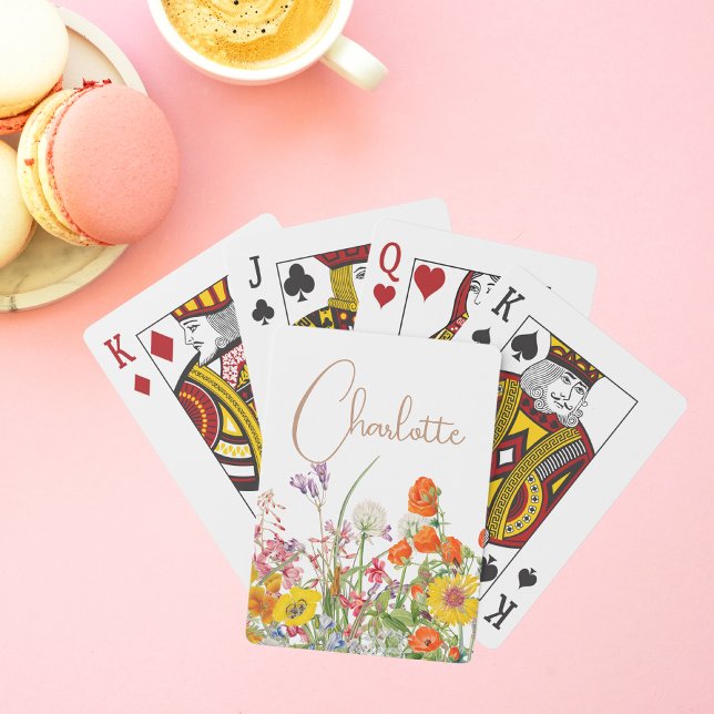 Colourful Wildflowers Personalised Name Gift Playing Cards (Creator Uploaded)