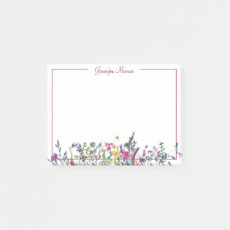 Colourful wildflowers personalised post-it notes