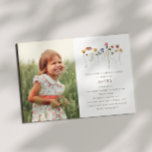 Colourful Wildflowers Photo Kids Birthday Party Invitation<br><div class="desc">This colourful wildflowers photo kids birthday party invitation is perfect for your simple, whimsical, boho rainbow summer celebration. The bright, enchanted pink, yellow, orange, and gold colour florals give this product the feel of a minimalist, elegant, vintage hippie spring garden. The modern design is artsy and delicate, portraying a classic...</div>
