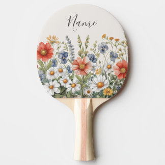 Colourful Wildflowers Ping Pong Paddle