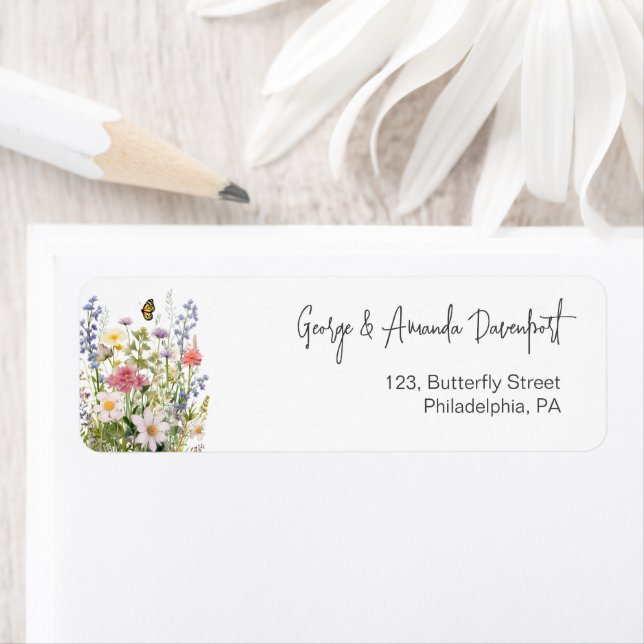 Colourful Wildflowers Return address label (Insitu)
