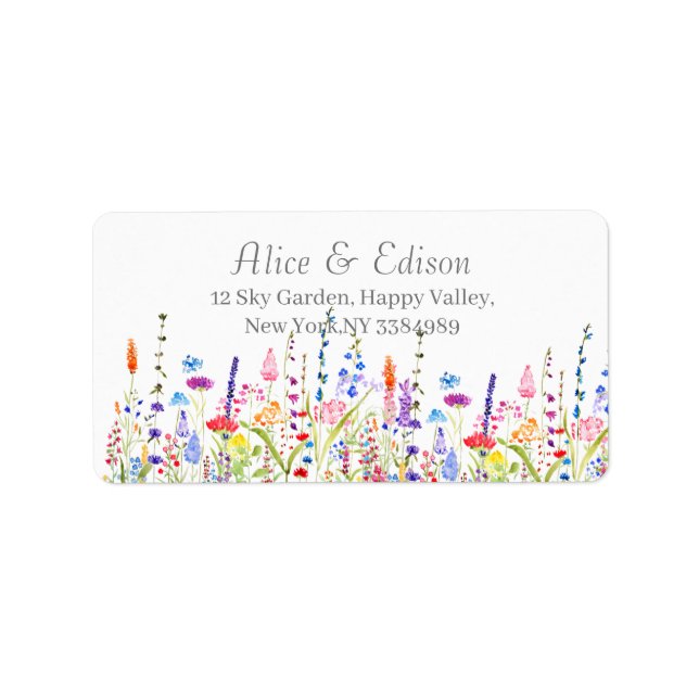 colourful wildflowers return address labels  (Front)