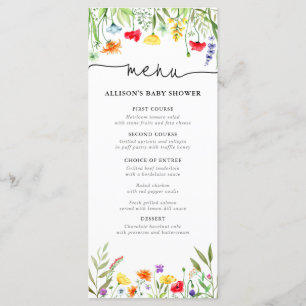 Colourful wildflowers spring baby shower menu