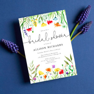 Colourful wildflowers spring bridal shower invitation
