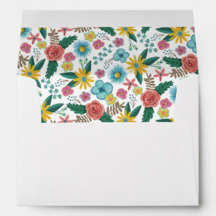Colourful wildflowers spring florals watercolors  envelope