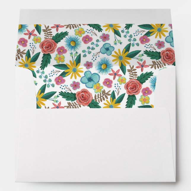 Colourful wildflowers spring florals watercolors  envelope (Back (Bottom))