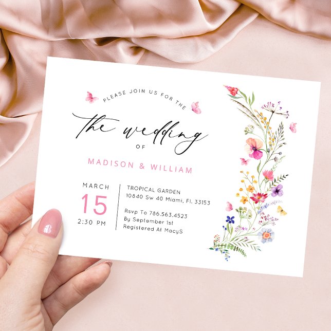 Colourful Wildflowers Spring Wedding Invitation (Creator Uploaded)