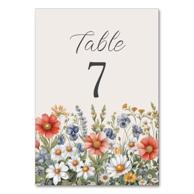 Colourful Wildflowers Table Number (Back)