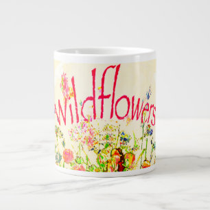 Colourful Wildflowers Text Large Coffee Mug