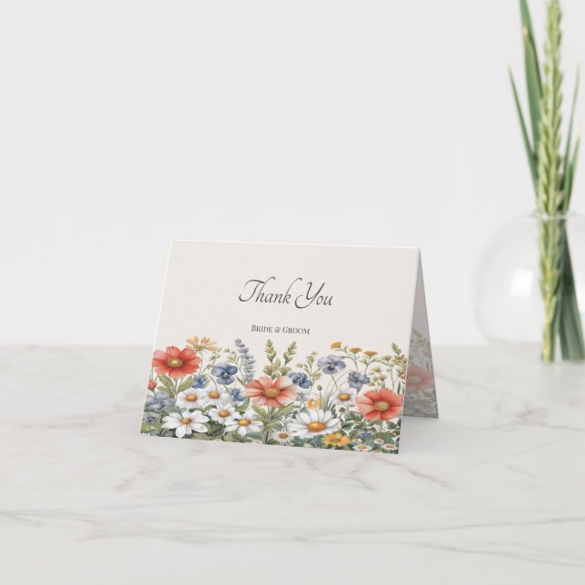 Colourful Wildflowers Thank You Card (Front)