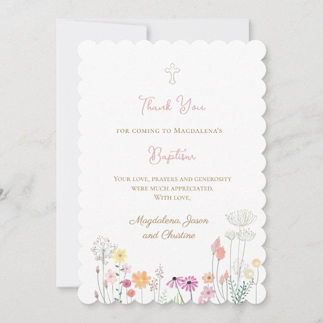 colourful wildflowers thank you for coming card (Front)