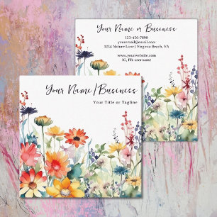 Colourful Wildflowers Vibrant Flower Garden Floral Square Business Card