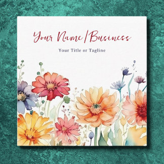 Colourful Wildflowers Vibrant Flower Garden Floral Square Business Card