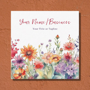 Colourful Wildflowers Vibrant Flower Garden Floral Square Business Card