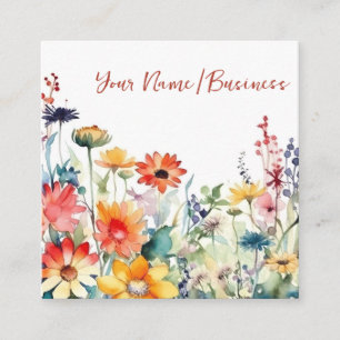 Colourful Wildflowers Vibrant Flower Garden Floral Square Business Card
