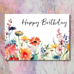 Colourful Wildflowers Vibrant Flowers Birthday Card