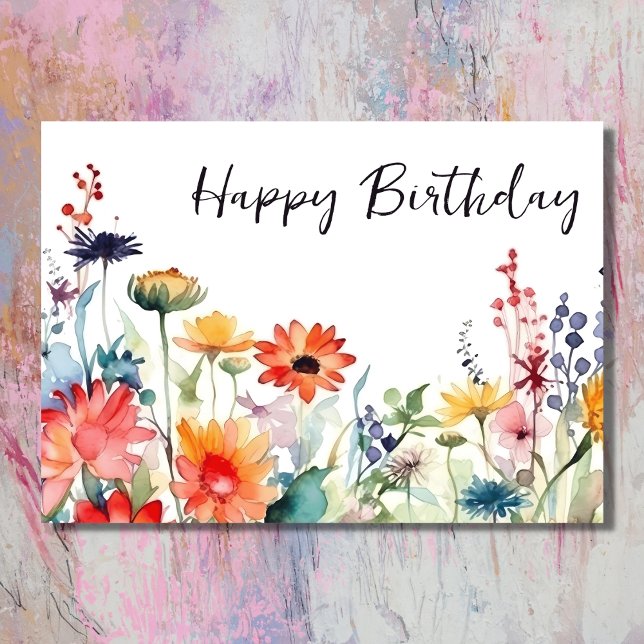 Colourful Wildflowers Vibrant Flowers Birthday Card (Front - Colorful Wildflowers Vibrant Flowers Birthday Card)