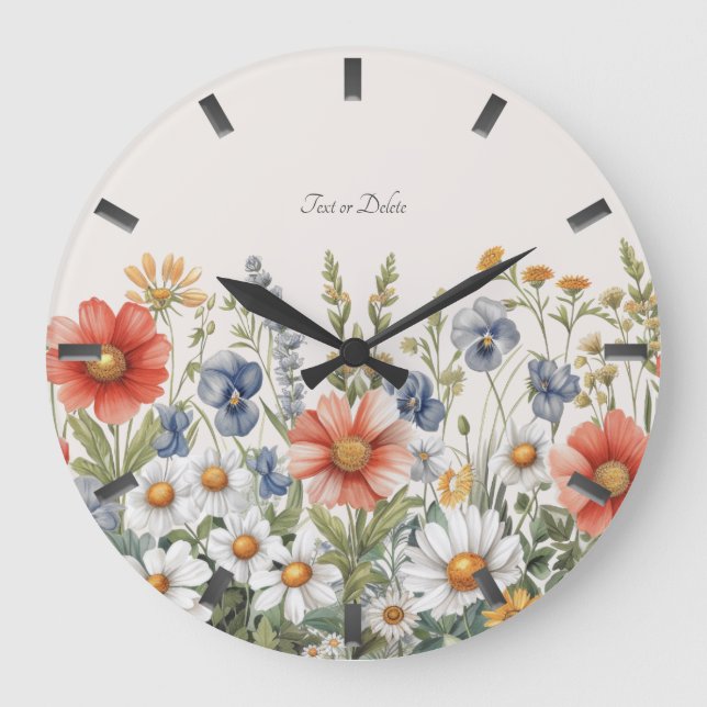 Colourful Wildflowers Wall Clock (Front)