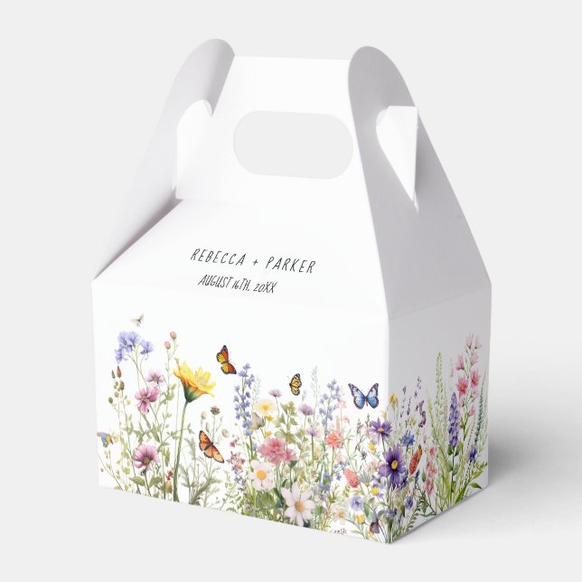 Colourful Wildflowers Wedding Favour Box (Front Side)